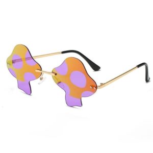 mushroom shaped sunglasses purple gold